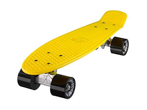 Ridge Skateboard 55 cm Mini Cruiser Retro Stil In M Rollen Komplett U Fertig Montiert Gelb Schwarz, von Ridge Skateboards