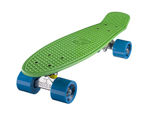 Ridge Skateboard 55 cm Mini Cruiser Retro Stil In M Rollen Komplett U Fertig Montiert Grün Blau, von Ridge Skateboards