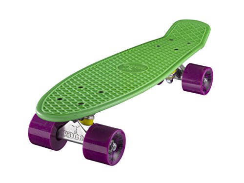 Ridge Skateboard 55 cm Mini Cruiser Retro Stil In M Rollen Komplett U Fertig Montiert Grün Lila, von Ridge Skateboards