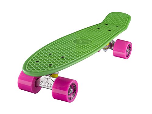 Ridge Skateboard 55 cm Mini Cruiser Retro Stil In M Rollen Komplett U Fertig Montiert Grün Rosa, von Ridge Skateboards