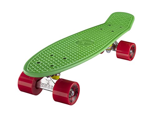 Ridge Skateboard 55 cm Mini Cruiser Retro Stil In M Rollen Komplett U Fertig Montiert Weiss Rosa,
