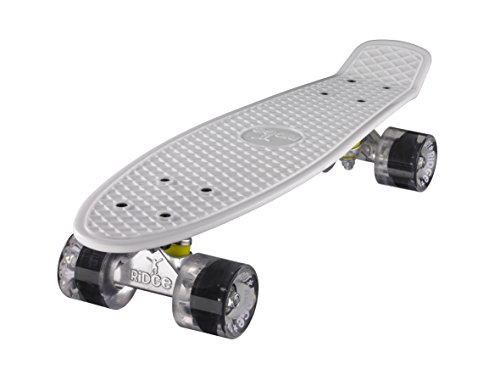 Ridge Skateboard 55 cm Mini Cruiser Retro Stil In M Rollen Komplett U Fertig Montiert Weiss Klar, von Ridge Skateboards