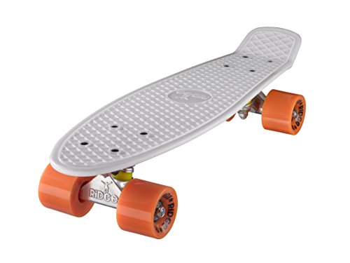 Ridge Skateboard 55 cm Mini Cruiser Retro Stil In M Rollen Komplett U Fertig Montiert Weiss Orange von Ridge