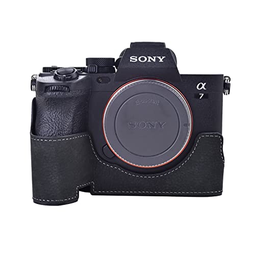 Rieibi Alpha 7 IV Kameratasche Echtleder Halbtasche für Sony a7 IV a7S III A1 Digitalkamera Schutzhülle für Sony A7M4 A7SM3 Alpha 1, coffee, Kosmetikkoffer von Rieibi
