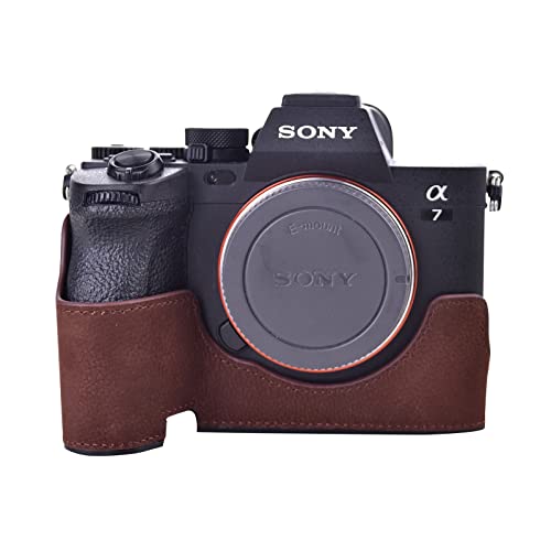 Rieibi Alpha 7 IV Kameratasche Echtleder Halbtasche für Sony a7 IV a7S III A1 Digitalkamera Schutzhülle für Sony A7M4 A7SM3 Alpha 1, schwarz 2, Kosmetikkoffer von Rieibi