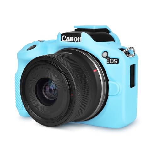 Rieibi EOS R50 Hülle, weiche Silikon-Schutzhülle für Canon EOS R50 EOSR50 Kamera, leichte EOS R50 Kamerahülle – Hellblau von Rieibi