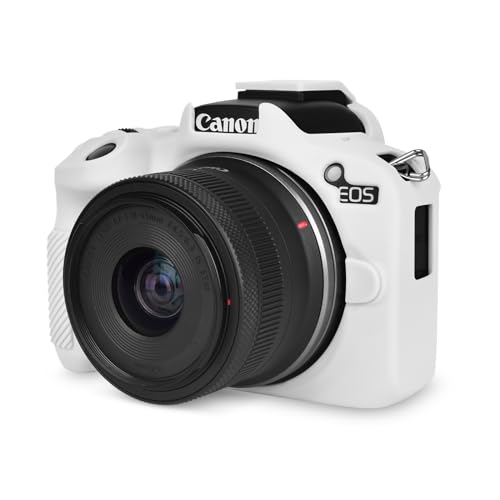 Rieibi EOS R50 Hülle, weiche Silikon-Schutzhülle für Canon EOS R50 EOSR50 Kamera, leichte EOS R50 Kamerahülle – Weiß von Rieibi