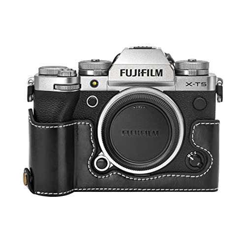 Rieibi Fuji XT5 Schutzhülle für Fujifilm X-T5 Digitalkamera, hochwertiges PU-Leder, Halbtasche für Fuji XT5 X-T5, Schwarz , Kosmetikkoffer von Rieibi