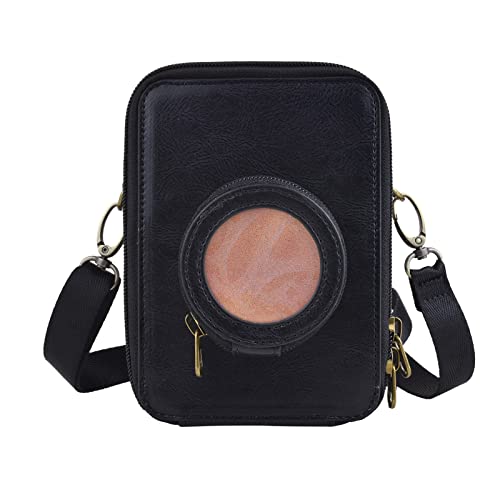 Rieibi Mini EVO Kameratasche, Retro Tasche PU Leder Schutzhülle für Fujifilm Fuji Mini EVO Sofortbildkamera mit abnehmbarem Schultergurt, schwarz von Rieibi