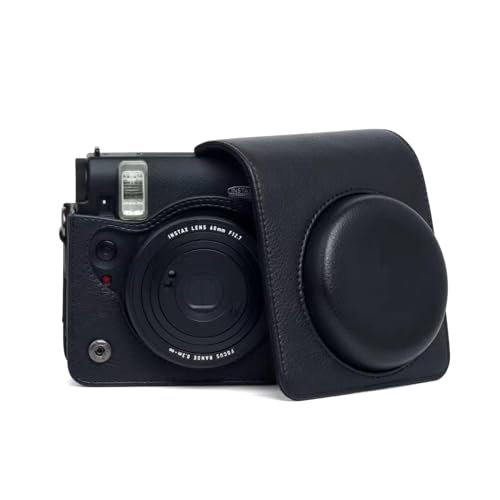 Rieibi Kameratasche für Instax Mini 99 - PU Leder Schutzhülle für Fujifilm Instax Mini 99 Sofortbildkamera - Abnehmbare Tasche mit Schultergurt - Schwarz von Rieibi