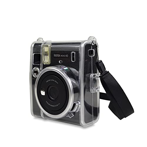 Rieibi Mini 40 Tasche, Hart PVC Hülle für Fujifilm Instax Mini 40 Sofortbildkamera, Schutzhülle mit abnehmbarem Schultergurt von Rieibi