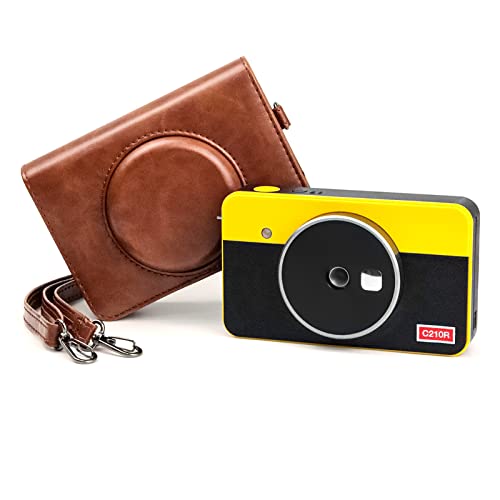 Rieibi Mini Shot 2 Retro Tasche, PU Leder Schutzhülle für Kodak C210R Mini Shot 2 Retro 2-in-1 Kamera/Tragbarer Sofortdrucker mit Schultergurt von Rieibi
