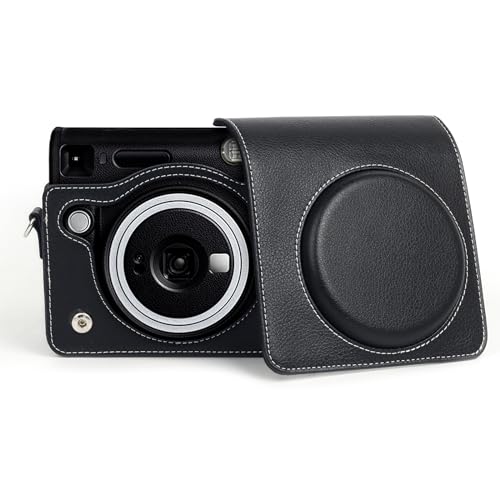 Rieibi Kameratasche aus PU-Leder für Fujifilm Instax SQ40 – Polaroid SQ40 Kameratasche für Fujifilm Instax Square SQ40 Sofortbildkamera – Vintage Fuji SQ40 Tasche mit Gurt – Schwarz von Rieibi