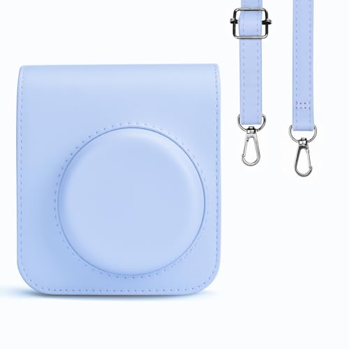 Rieibi Tasche für Instax Mini 12 – PU Leder Polaroid Tasche für Fujifilm Instax Mini 12 Sofortbildkamera – Abnehmbare Tasche mit verstellbarem Schultergurt – Blau von Rieibi