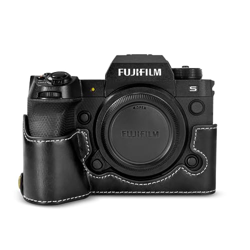 Rieibi X-H2S/ X-H2 Tasche – Hochwertige PU-Leder-Halbtasche für Fujifilm XH2S/ XH2 spiegellose Digitalkamera – Gehäuseschutzhülle für Fuji XH2s XH2 - Schwarz von Rieibi