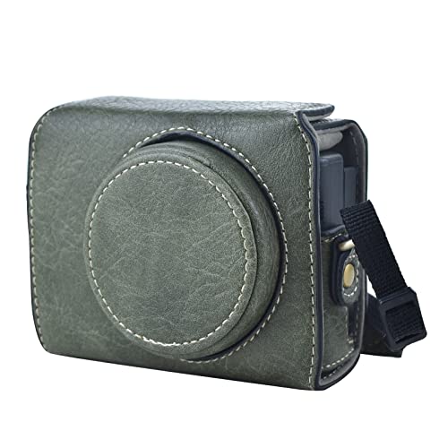 Rieibi ZV1 Tasche – Vintage Kameratasche aus PU-Leder für Sony ZV1 ZV-1 DSLR-Kamera – Schutzhülle mit Riemen - Grün von Rieibi
