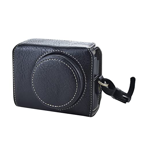 Rieibi ZV1 Tasche – Vintage Kameratasche aus PU-Leder für Sony ZV1 ZV-1 DSLR-Kamera – Schutzhülle mit Riemen - Schwarz von Rieibi
