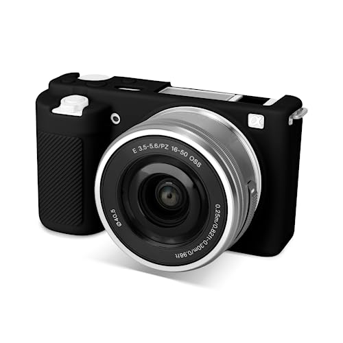 Rieibi ZVE10 Hülle, Weiche Silikon Schutzhülle für Sony ZV-E10 ZVE10 Kamera, Schwarz , Kameratasche von Rieibi