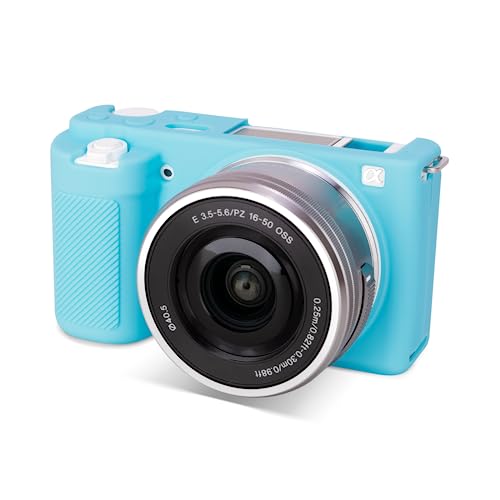 Rieibi ZVE10 Hülle, Weiche Silikon Schutzhülle für Sony ZV-E10 ZVE10 Kamera, blau, Kameratasche von Rieibi
