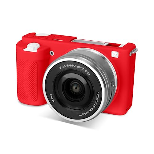 Rieibi ZVE10 Hülle, Weiche Silikon Schutzhülle für Sony ZV-E10 ZVE10 Kamera, rot, Kameratasche von Rieibi