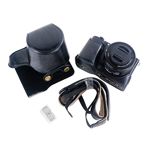 Rieibi ZVE10 Hülle - Qualität PU Leder Hülle für Sony ZV-E10 spiegellose Digitalkamera - Griff Schutzhülle mit Gurt für Sony ZVE10, Schwarz , Kosmetikkoffer von Rieibi
