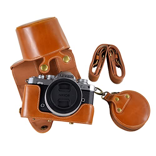 Z fc Zfc Kameratasche aus PU-Leder mit Gurt für Nikon-Z-FC, Zfc 28 mm f/2.8 SE, 16-50 mm f/3.5-6.3 Objektiv, braun, Vintage-Stil von Rieibi