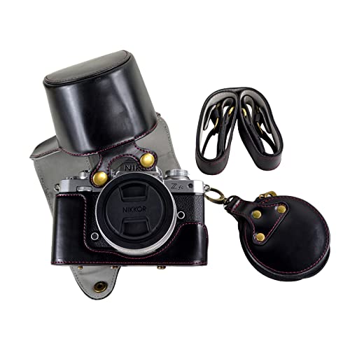 Z fc Zfc Kameratasche aus PU-Leder mit Gurt für Nikon-Z-FC, Zfc 28 mm f/2.8 SE, 16-50 mm f/3.5-6.3 Objektiv, Schwarz , Vintage-Stil von Rieibi