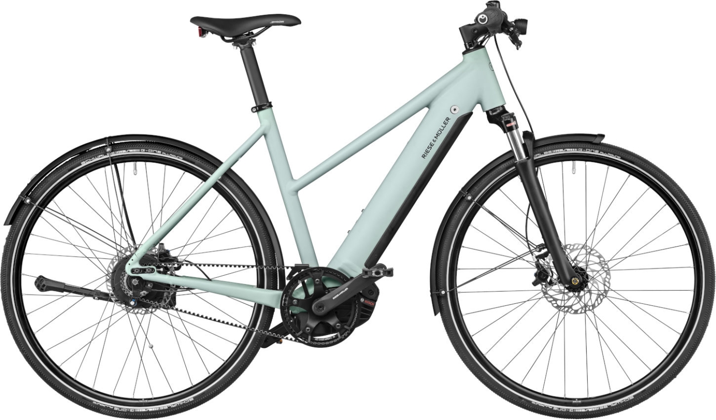 Unisex E-Bike  Riese & Müller Roadster Mixte Vario Salvia . 2023 (Akkukapazität: 500 Wh / bitte Rahmenhöhe wählen: 53 cm Roadster Mixte | Körpergröße 170 - 185 cm) von Riese und Müller