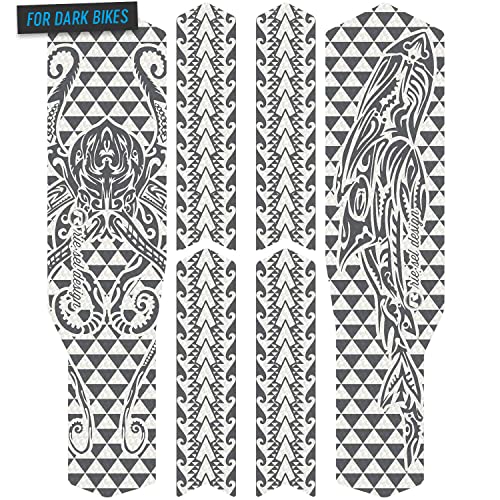 Riesel Design® - „Chain:Tape 3000“ Fahrrad Kettenschutz - Stylische Fahrrad Schutzfolie 6 Selbstklebende Shapes/MTB Kettenschutz für den gesamten Hinterbau - Maori Grey 22 von Rie:Sel Design