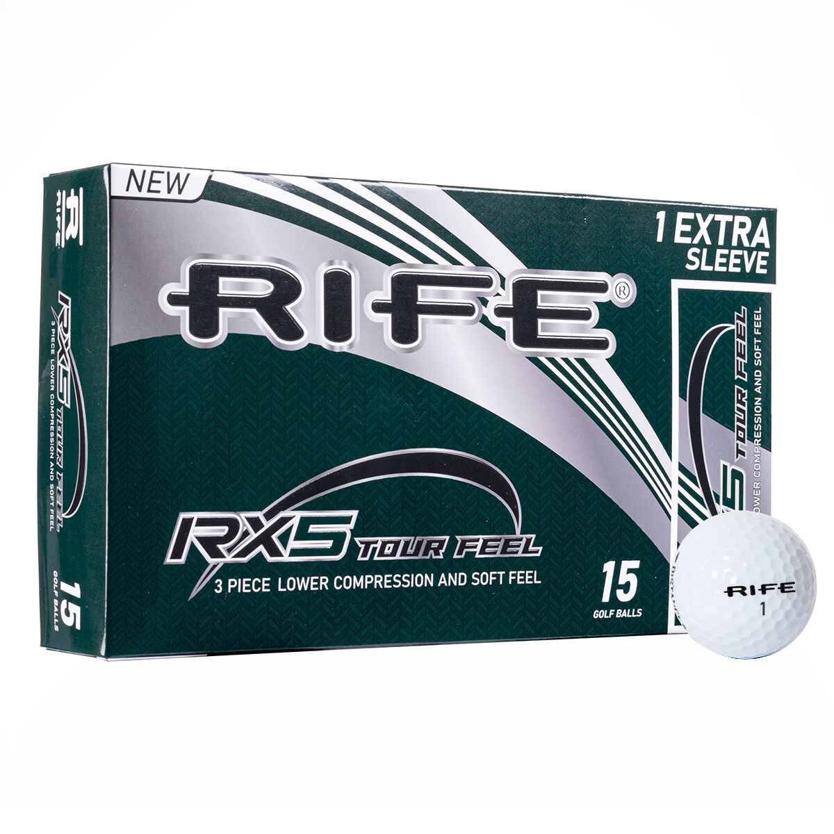 Rife White Dimple RX5 Tour Feel Bonus 15 Golf Balls Pack, Size: One Size | American Golf von Rife
