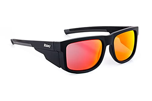 Riley Navigator Stylische Schutzbrille mit UV- und Aufprallschutz, Arbeitsschutzbrille (Fire Revo Linse) von Riley