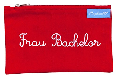 Roter Kosmetikbeutel zum Uniabschluss Frau Bachelor 12 x 20 cm Baumwolle Ringelsuse von Ringelsuse