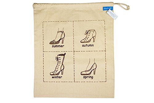 Schuhtasche Schuhsack Schuhbeutel Aufbewahrung Schuhe Beige Jute Print Braun 44 x 36 cm Fairtrade Ringelsuse von Ringelsuse