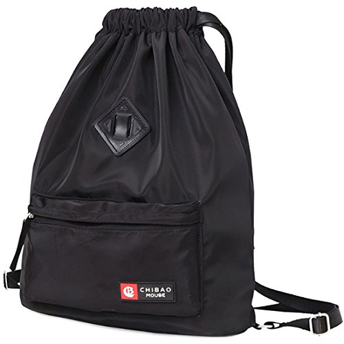 Wasserdichte Kordelzug-Tasche, Sporttasche / Rucksack / Reisetasche, schwarz von Risefit