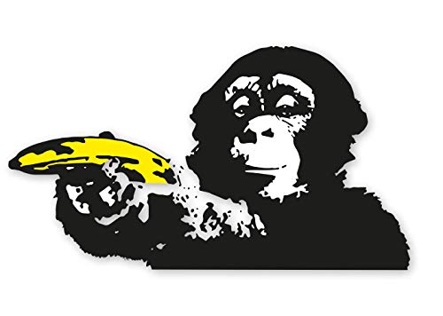 Banksy Kult Aufkleber Banana Monkey Sticker AFFE Graffiti Streetstyle Wetterfest UV-Beständig von Ritter Mediendesign