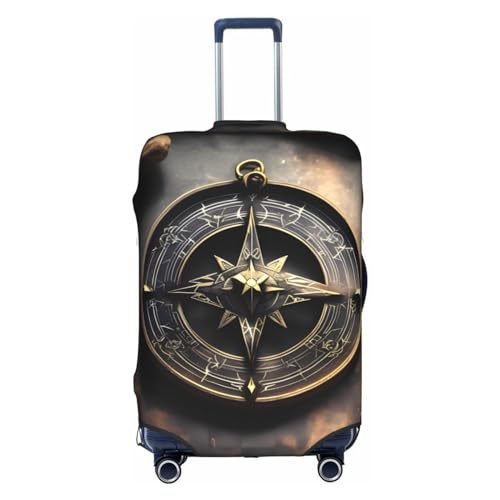 RoMuKa Magisches Design, nordische Runen, Kompass, Reisebegleitung, exquisiter Schutz, hochelastische Kofferhülle, perfekt für 45,7 - 81,3 cm große Koffer, macht Reisen bequemer, Weiss/opulenter von RoMuKa