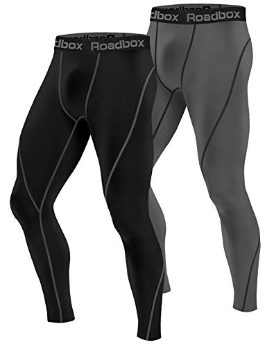 Roadbox Kompressionshose Laufhose Herren Lang für Sport,Trainings,Fitness,Radfahren,Yoga,Wandern,Basketball(Schwarz,Grau,S) von Roadbox