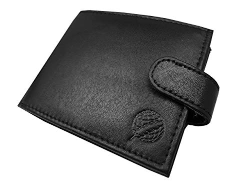Roamlite Herren Designer Geldbörse - Aus Weichem Echtleder - MIT 9 Kreditkartenfächer Münzfach 2 Foto-Fenster 2 Fächer für Notizen – 11cm x 9 x 2 R46KA (Schwarz Ohne RFID-Schutz) von Roamlite