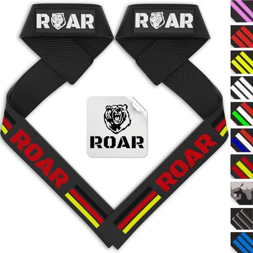 Roar® Profi Zughilfen Krafttraining, Lifting Straps Für Bodybuilding Und Weightlifting, Zughilfen Bodybuilding, Griffhilfen Bodybuilding, Kreuzheben Zughilfe, Lifting Strap, Gym Straps (Deutschland) von Roar