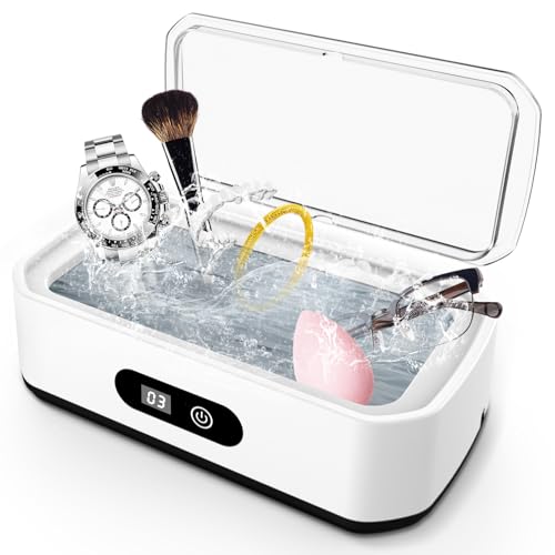Ultraschallreinigungsgerät, 49000Hz Ultraschallreiniger, 650ml brillenreinigungsgerät mit 5 Zeitfunktionen, professionelles Ultrasonic Cleaner zum Reinigen von Brillen, Uhren, Ringen, Rasierklingen von Robofun