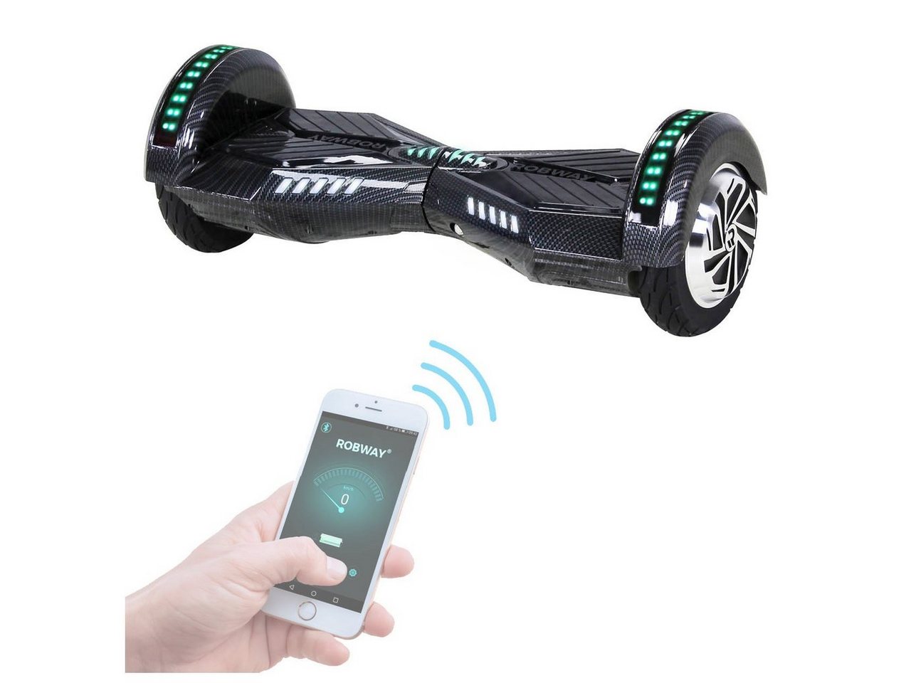 Robway Balance Scooter Hoverboard W2 inkl. Samsung Akku 8” inkl. integrierte Lautsprecher, 700,00 W, 15,00 km/h, (1 tlg), Self-Balance-Scooter - Bluetooth - Robway App - LED - Gyrosensoren von Robway
