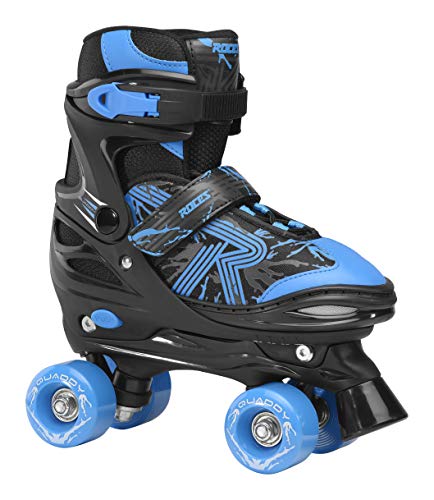 Roces Jungen Quaddy 3.0 Boy Größenverstellbarer Kinder-Rollschuh, Black-Astro Blue, 34/37 von Roces