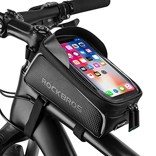 ROCKBROS Fahrrad Rahmentasche Wasserdicht Lenkertasche Oberrohrtasche Touchscreen für iPhone XR XS MAX X 8 7 6 Plus/Samsung Galaxy S10+ Note 9 / Huawei P30 Pro Smartphones bis zu 6.5 Zoll von ROCKBROS