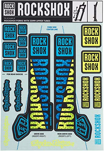 Rockshox Unisex – Erwachsene Troy Lee Designs-B/G Dekor Kit, Blue/Yellow, 35mm von RockShox