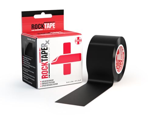 RockTape Unisex Schwarz RockTape Rxblack RockTapeRx Kinesiologie Tape sanft klebend und empfindliche Haut ideal f r Reha , Schwarz, Uncut Roll - 5cm Wide EU von RockTape