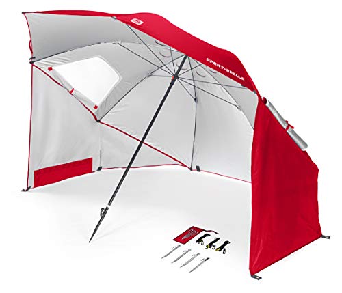 Sport-Brella Umbrella Sonnenschirm für Strand und Garten, Robust, Schutz vor Sonne, Regen und Wind, Mit Tragetasche, Rot, 54'' / 136cm von Sport-Brella