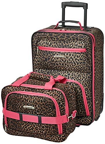 Rockland Fashion Softside Gepäck-Set, aufrecht stehend, pink Leopard, Einheitsgröße, Fashion Softside Gepäck-Set von Rockland