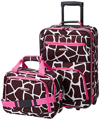 Rockland Fashion Softside aufrechtes Gepäck-Set, Rosa/Giraffenmuster, Einheitsgröße, Fashion Softside aufrechtes Gepäck-Set von Rockland
