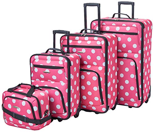 Rockland Polka Softside Aufrechtes Gepäck-Set, Pinke Punkte, Einheitsgröße, Polka Softside Aufrechtes Gepäck-Set von Rockland