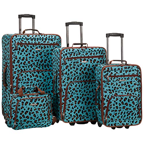 Rockland Jungle Softside Gepäck-Set, Blauer Leopard (Blau) - F125, 4-Piece Set (14/29/24/28) von Rockland